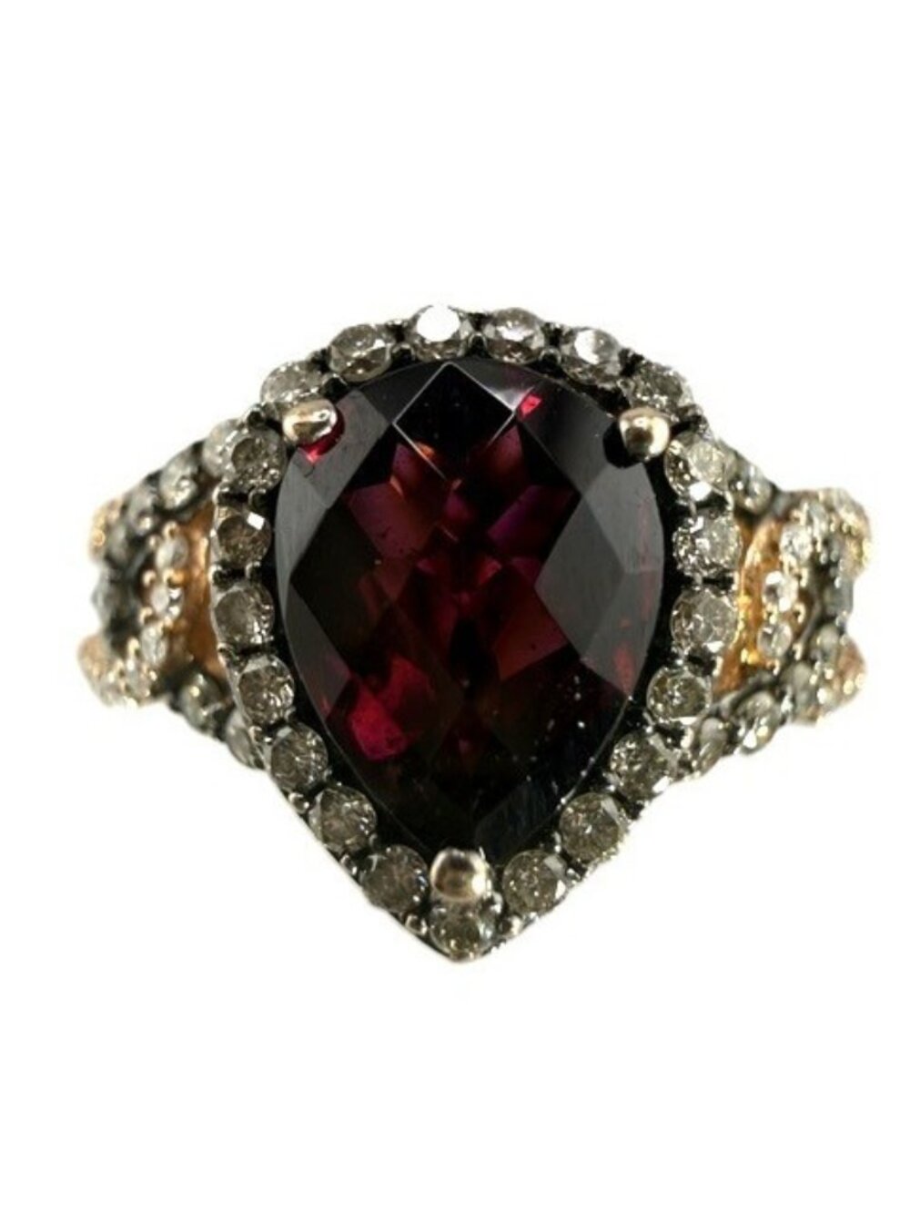 Le Vian Tear Drop Garnet ring with Diamond accents - Size 8